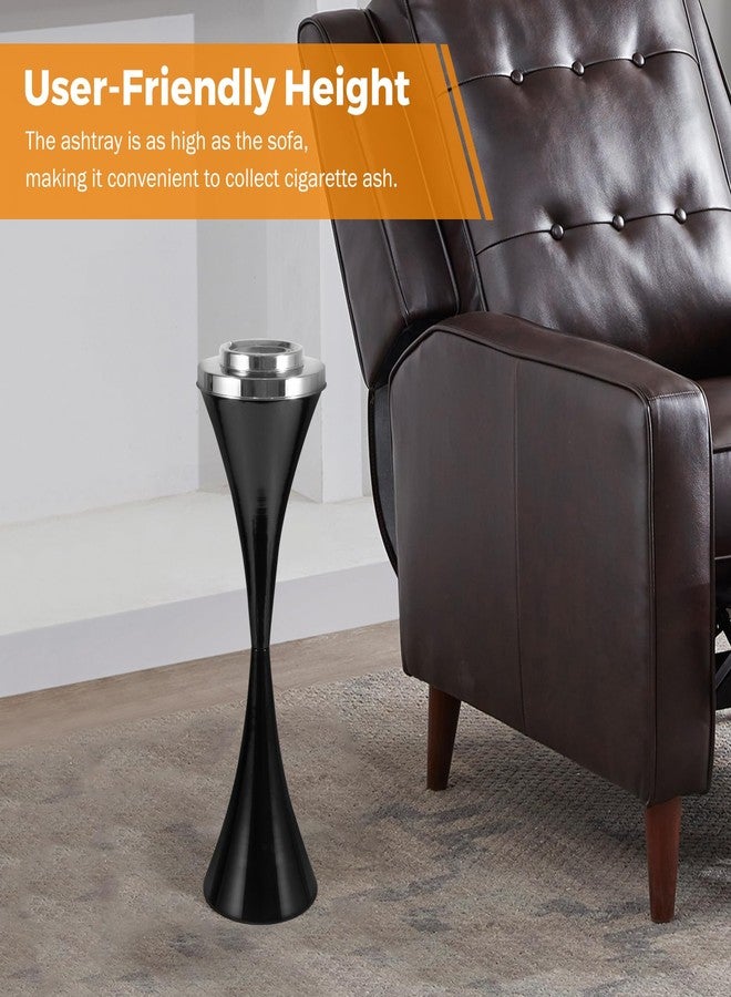 BEAMNOVA Floor Ashtray For Cigarettes Outdoor Indoor Hinged Lid Cigar Ashtray Stand Self-Cleaning Black - Image 2